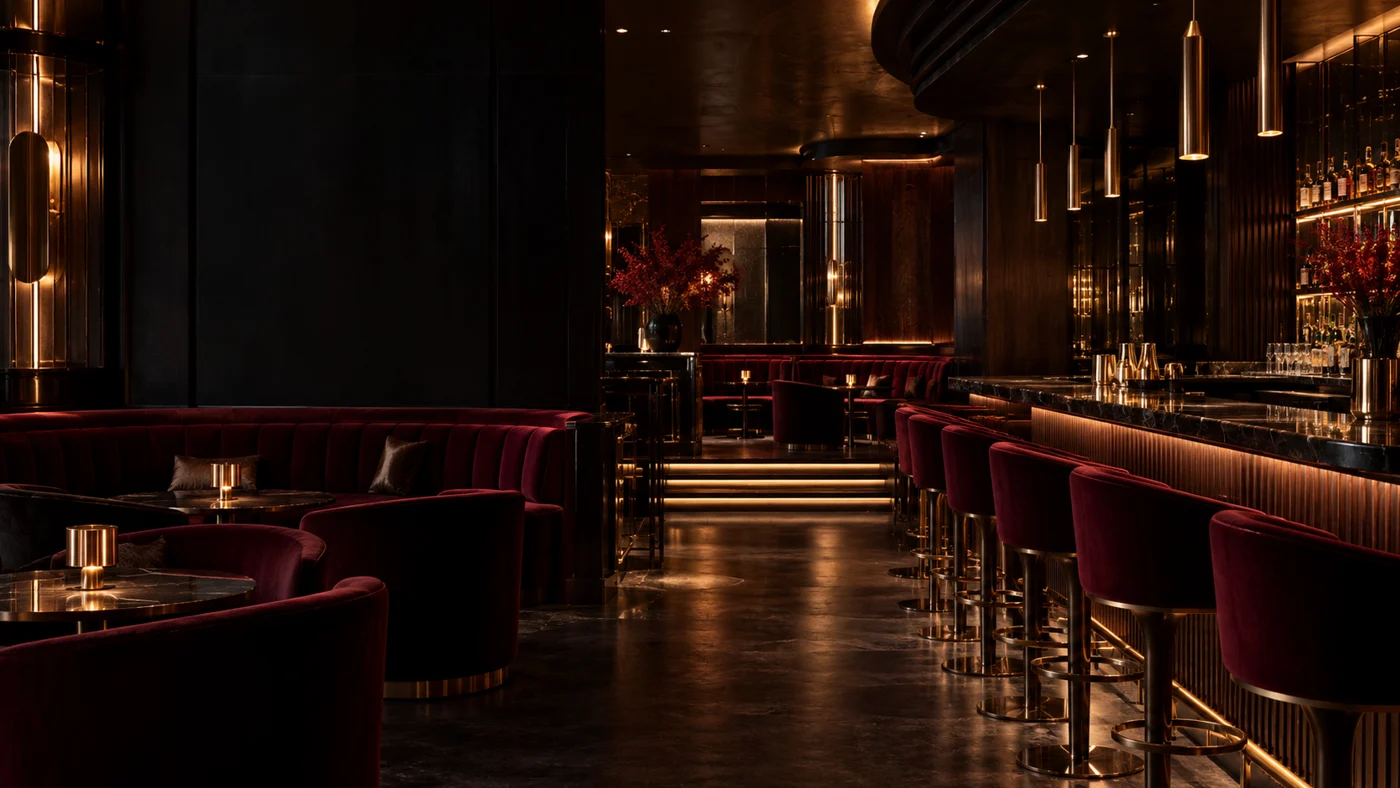 Illustrative nightlife venue interior