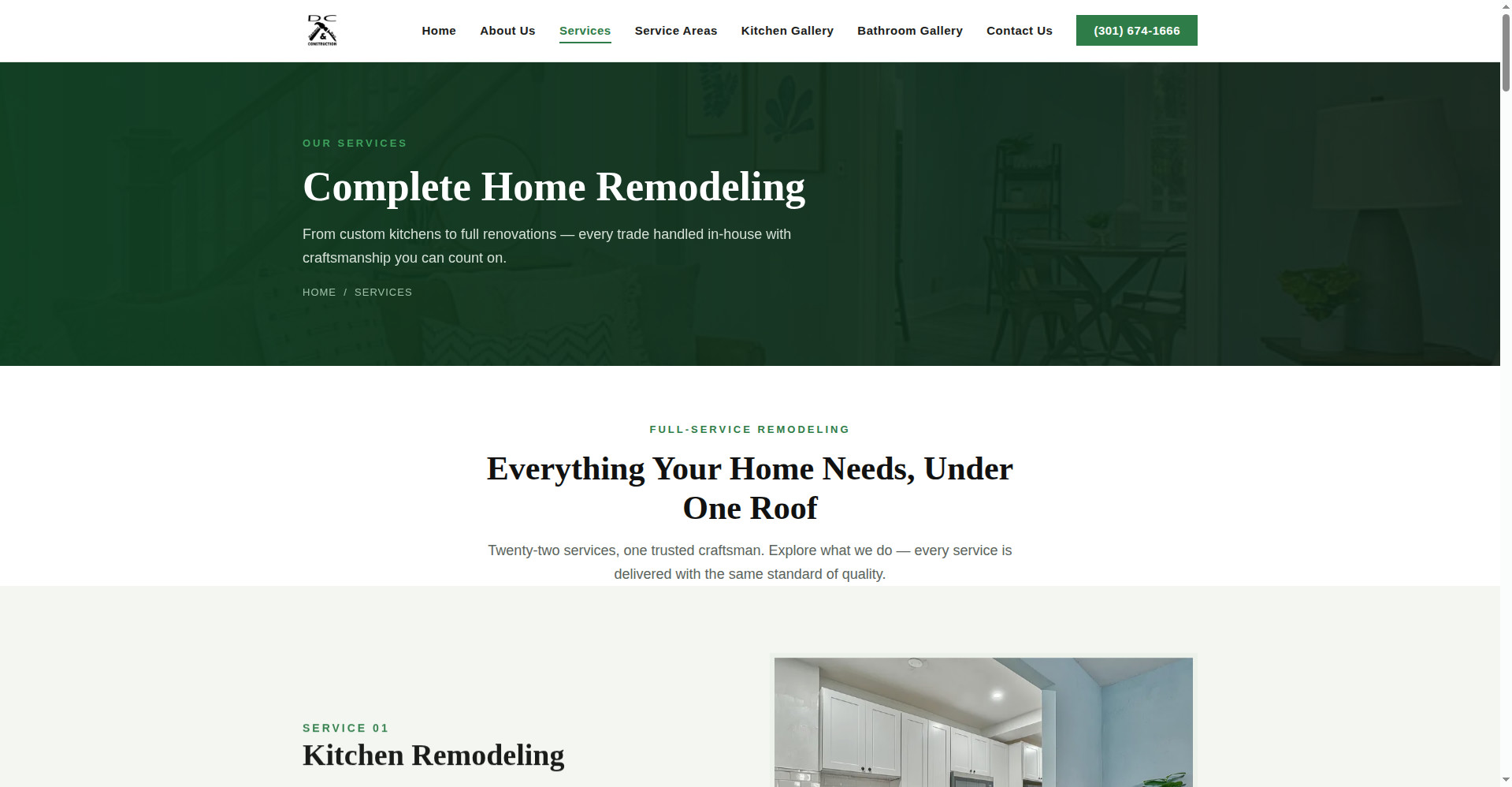 The old DC Hammer & Nail website — template design, before the rebuild
